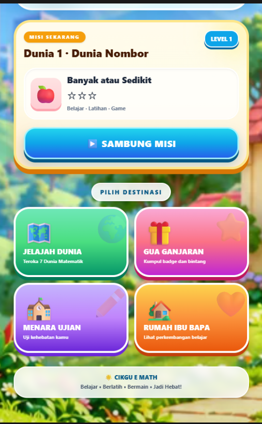 Paparan Home Cikgu E Math