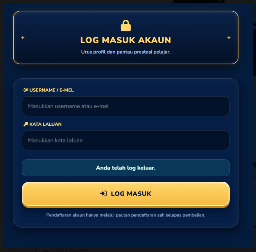 Paparan Log Masuk